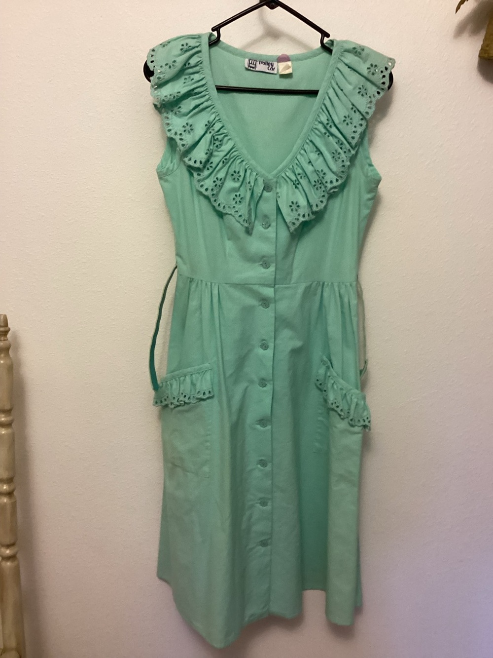 Vintage Trolley Car mint green dress